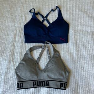PUMA Women's Navy and Gray Sports Bra Duo